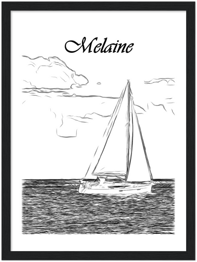 Poster mit/ohne Holzrahmen - Dein Bootsfoto als Zeichnung - Wassersport-Druck