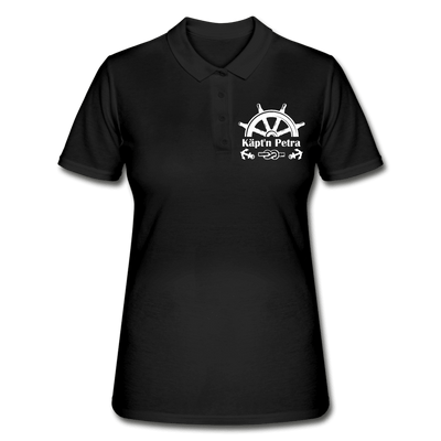 Personalisiert besticktes Damen-Poloshirt - Steuerrad-Motiv - Wassersport-Druck