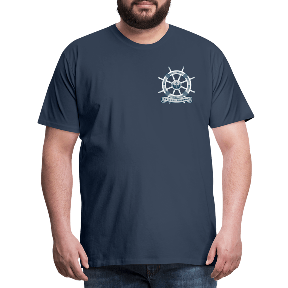 Personalisiertes Herren Premium Boots-T-Shirt | Steuerrad-Motiv - Wassersport-Druck