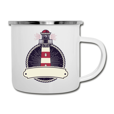 Personalisierte Emaille-Tasse | Leuchtturm-Motiv - Wassersport-Druck